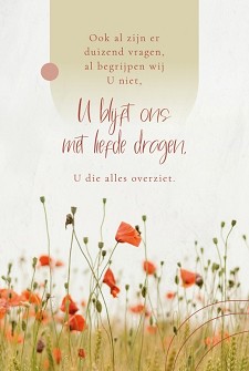 U blijft ons met liefde (Canvas)
